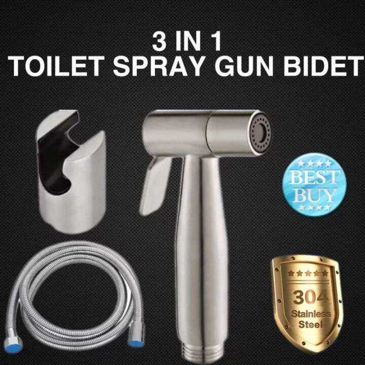 SUS304 Stainless 3 IN 1 Toilet Spray Gun Bidet Portable Flush Spray Gun