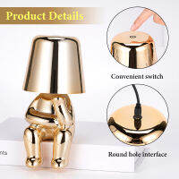 Italy Little Golden Man Table Lamp Touch Switch LED Night Light Coffee Shop Bar Bedroom Decor Reading Lamp Childrens Day Gift