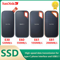 SanDisk SSD E30 E60 E61 E81 Extreme PRO 4TB 2TB 1TB 480GB USB 3.1 Type-AC แบบพกพา External Solid State Drive NVME Hard Disk