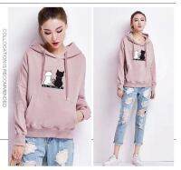 Aone2020(พร้อมส่ง/ใหม่H G001)แจ็คเก็ต เสื้อโค้ทแมวฮู้ดด้านหลังหลวมผ้าขนสัตว์หนาเพิ่มลมหมวก