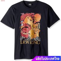 ผ้าฝ้ายแท้เสื้อยืดลำลอง Disney Mens Lion King Group Poster Graphic T-Shirt Popular T-shirtsS-4XL  K76C