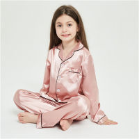 3 13 14 Year Children Boys Girls Pajamas Set Autumn Spring Solid Silk Cloth Long Sleeve Sleepwear Kids Pajamas Nightwear Pijamas