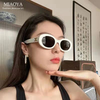 MIAOYA Fashion Jewelry Shop อินส แว่นกันแดดทรงรีย้อนยุคผู้หญิงแฟชั่นแว่นตาป้องกันรังสียูวีสาวเครื่องประดับ