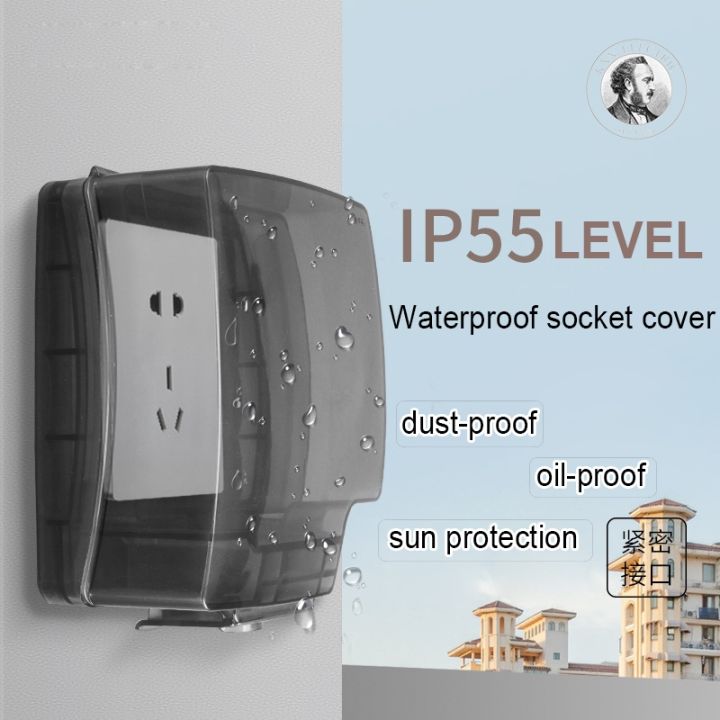 86-type-waterproof-socket-switch-cover-electric-plug-dust-protector-child-safety-box-splash-box-power-outlet-bathroom-supplies