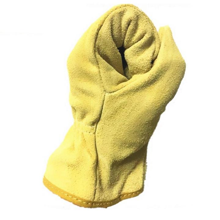 wdlever-ถุงมือเชื่อมถุงมือกันลื่นสีเหลืองอ่อน-ถุงมือสำหรับเชื่อม1คู่