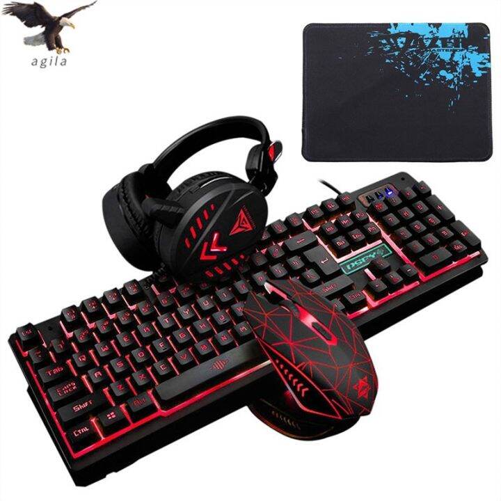 Agila Keyboard And Mouse Set 4 IN1 Gaming Wired Mechanical Keyboard And