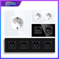 Bingoelec Wall Socket EU Plug 16A Power เยอรมนีซ็อกเก็ตซ็อกเก็ตไฟฟ้าแผงกระจกคริสตัล 228*86 มม. Home Improvement-Cgefeng