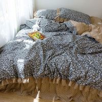 [COD] Futon pillow three-piece set Korean broken princess pastoral style flower side bed quilt sheet ins