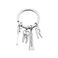 Creative Personality 26 Letters With Toothbrush Toothpaste Keychain Teeth Health Protection Awareness Commemorative Jewelry Key Chains