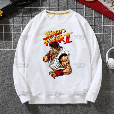 Street Fighter เลือก Mono Edition ต่อสู้เกมผู้ชายฤดูใบไม้ร่วง Hip Hop Streetwear ชายเสื้อสวมหัวสีขาวเสื้อ Hoodies