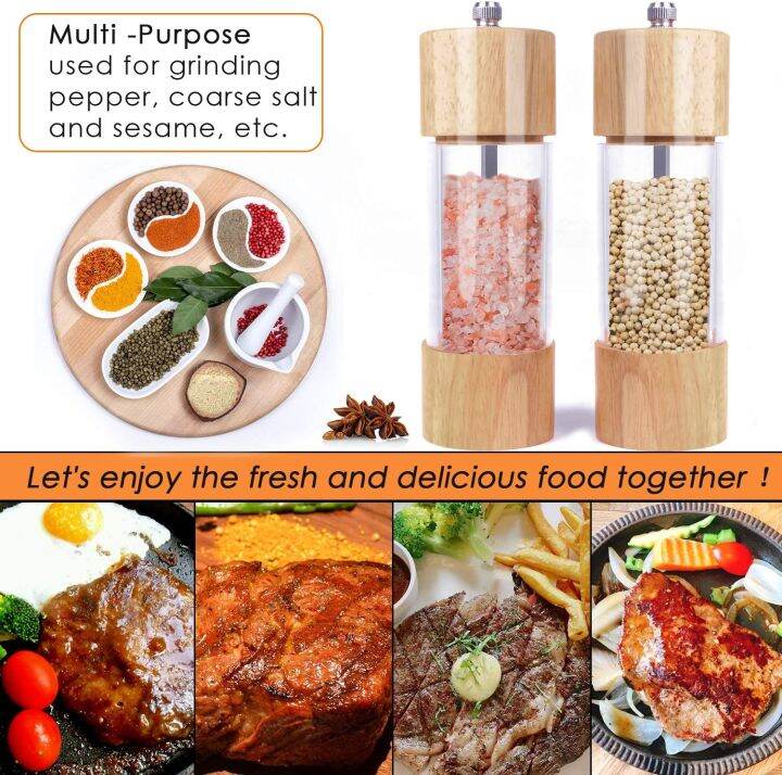 2021wooden-salt-and-pepper-grinder-set-manual-salt-and-pepper-mills-with-acrylic-visible-window-and-cleaning-brush-2-pack