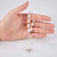 60 Pcs Baptism Acrylic Rosary Beads Mini Rosaries Angel with Organza Bags for the First Communion Baptism Party Favors