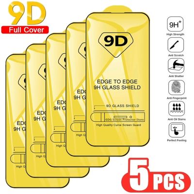 5PCS 9D Screen Protector Tempered Glass for iPhone 14 13 12 11 Pro Max Mini Protective Glass for IPhone X XR XS MAX 7 8 14 Plus