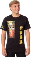 Demon Slayer Mens Zenitsu Agatsuma Panels Kanji Graphic Print T-Shirt