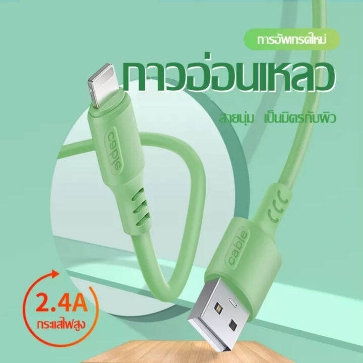 สายชาร์จสำหรับไอโฟน-สายชาร์จเคเบิล-2-4a-ชาร์จเร็ว-สายชุบซิลิโคน-for-iphone-5-5c-6-6s-7-7p-8-x-xr-xs11-11pro-12-ipad-ipod-รับประกัน1ปี-by-gesus-store