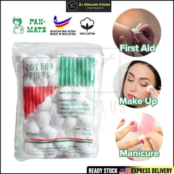 [Malaysia] PANMATE 100s Cotton Ball 100 Cotton Kapas Bulat For First
