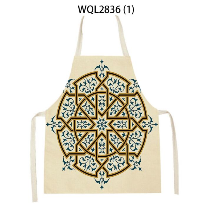 1-piece-blue-and-white-ethnic-geometric-pattern-kitchen-apron-unisex-home-cooking-baking-shop-household-women-cleaning-apron-bib