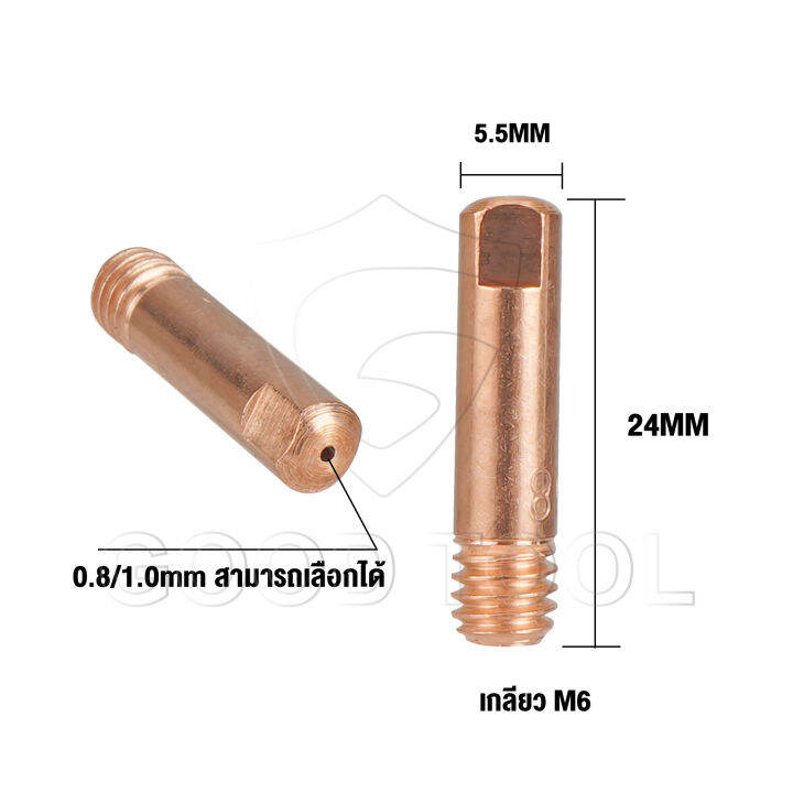 คอนแทคทิป-15ak-คุณภาพสูง-ขนาด-0-8mm-1-0mm-m6x25-ไหล่ส่วนปลายของสายเชื่อม-mig-และ-co2-mig-torch-gas-nozzle