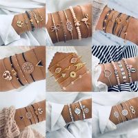 【hot】☸  Boho Bangle women Turtle Elephant Star Bow Map Bead Set Jewelry