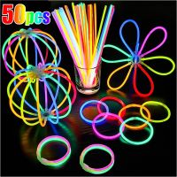 Party Glow Sticks Fluorescence Light Glow In The Dark Bracelets Necklace Bright Colorful Glowing Stick Birthday Party Decor Prop