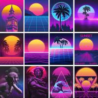 NewNeon Night City Street Fantasy ภาพวาดผ้าใบโปสเตอร์และพิมพ์80S Dream Vaporwave สไตล์ Wall Art รูปภาพสำหรับ Room Home Decor