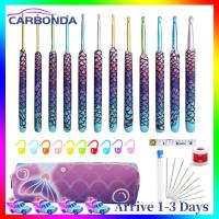 9/12pcs Crochet Needles Soft Pottery Handle Aluminum Crochet Hooks Needles Handmade Crafts Comfortable Grip for Sewing Weave Tool