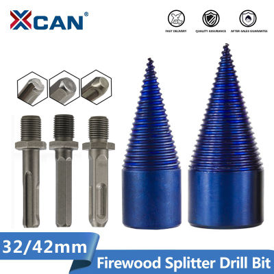 XCAN Firewood Splitter Drill Bit Nano Blue Coating HSS Firewood Splitter Chopper For Wood 32-42mm Cone Drill Bit