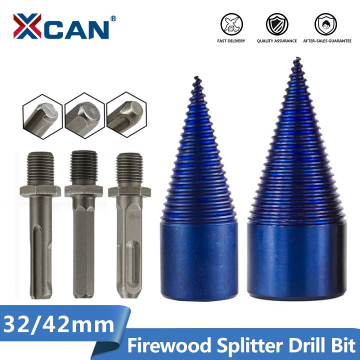 xcan-firewood-splitter-drill-bit-nano-blue-coating-hss-firewood-splitter-chopper-for-wood-32-42mm-cone-drill-bit