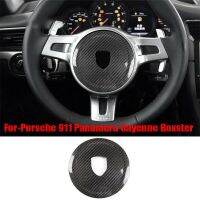 Carbon Fiber Steering Wheel Cover Trim Steering Wheel Logo Circle for-Porsche 911 Panamera Cayenne Boxster