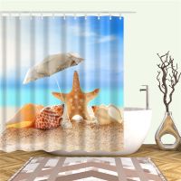 2020 3D shower curtains sea and shell fabric cloth waterproof bathroom curtain set washable home decor bathroom screen with hooks