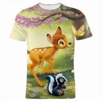 2023ใหม่แฟชั่นฤดูร้อน Bambi เสื้อยืดผู้ชายผู้หญิงลำลองการ์ตูน Tops TEE 3D พิมพ์ streetwear