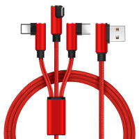 USB ข้อศอกสายถัก3 In 1อเนกประสงค์สายชาร์จสำหรับ iPhone Android Type-C