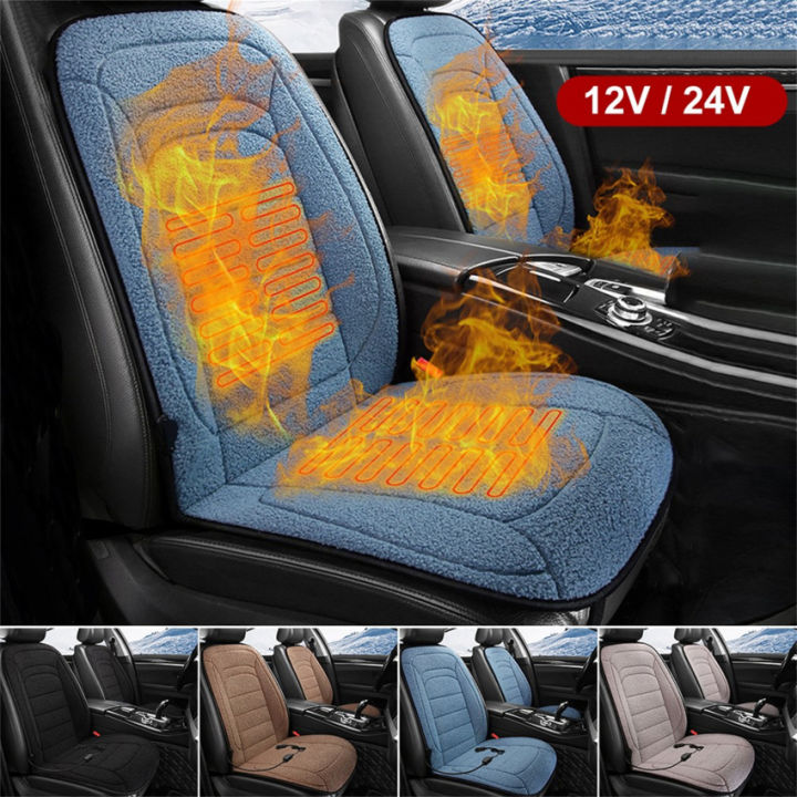 Universal Automobiles Seat Covers 12V Heated Seat Cushion Cover Soft Plush  Front Car Seat Cover Interior Accessories