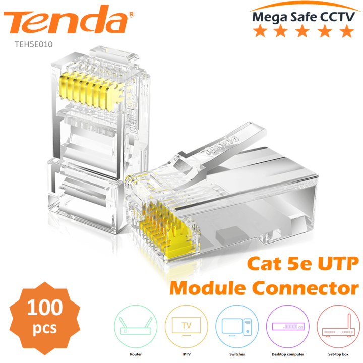Tenda 100pcs RJ45 Connector for Cat5e/Cat6 8core UTP Module Connector