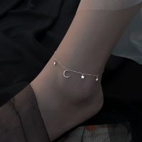 925 Sterling Silver Star Moon Anklet Female 2023 Summer New Tide Fashion Couple Model Net Red Womens Foot Chain Accessories