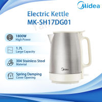 Midea MK-SH17DG01 Teko Listrik 1800W,1.7L กำลังสูงกำลังการผลิตสูง304วัสดุสแตนเลสสปริงตัวหน่วงการเปิด Teko Listrik ในครัวเรือน