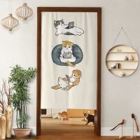 Fashion 2023 Japanese Door Curtain Cartoon Cat Noren Doorway Curtains For Kitchen Bathroom Entrance Decor Partition Living Room Drapes