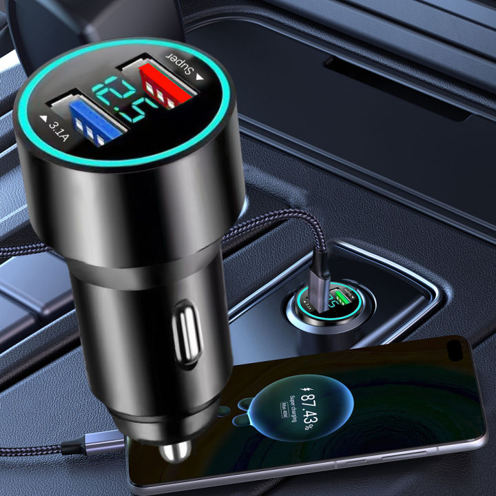 Dual USB Car Charger Adapter LED Display Fast Charging for iPhone