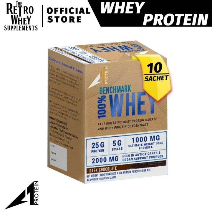 A1 Protein Benchmark Whey Box Of 10 Sachet 100 25g Protein Carnitine Milkthistle Lazada Ph