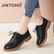 Giày oxford JINTOHO gót thấp cột dây bằng da thoải mái phong cách Anh quốc