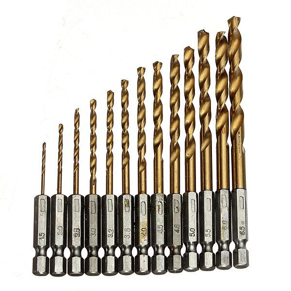 13pcs-hss-high-speed-steel-titanium-coated-drill-bit-set-1-4-hex-shank-1-5-6-5mm-quick-change-metal-drilling-tool-woodworking-drills-drivers