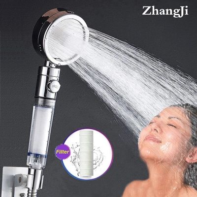 ZhangJi Skin Care High Pressure 3 Modes Shower Head with Stop Button Water Saving Replaceable Filter Spray Nozzle Black  by Hs2023