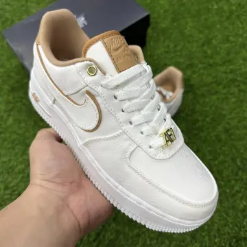 Nike Women's Air Force 1 '07 White/Grey-Metallic Gold - AH0287-111