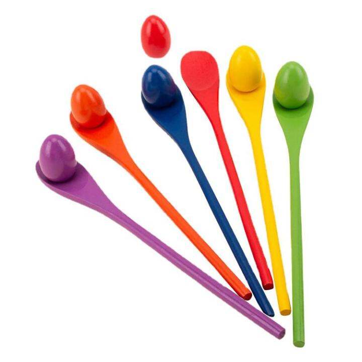 Egg Spoon Game Field Day Party Favors Toy Wooden Egg Balance Game for