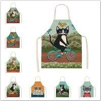 【jw】∈◆✒ 1Pcs Apron Cartoon Printed Sleeveless Cotton Aprons Cleaning 2 Size 68x55cm/47x38cm Delantal