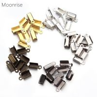 100Pcs Leather End Clasps Caps Silver/Gold Plated Fold Over Crimp Cord Ends Connector fastener For Jewelry Making Accessories