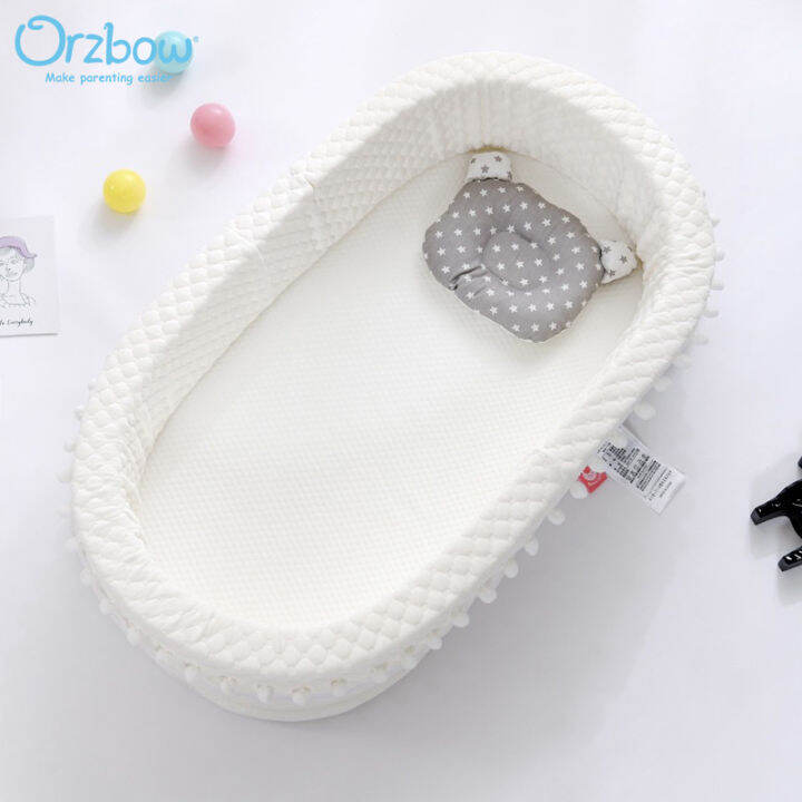 Orzbow Newborn Baby Crib Set Safety Snuggle Nest Bed Portable Newborn