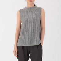 เสื้อกล้ามไหมพรม MUJI rubber knit sleeveless sweater เสื้อไหมพรมญี่ปุ่น #20781139664