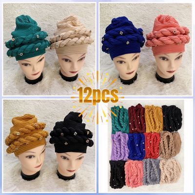 【YF】 Wholesale Order Newest Elegant Turban Hats Women Cap Beaded For India Hat Scarfs Head Wrap Headband Girl Hair Accessories Lady
