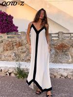 Summer Beach Slip Dress Women Loose V-neck Sleveless Long Dresses Female 2023 Fashion Holiday Casual Patchwork Lady Robe